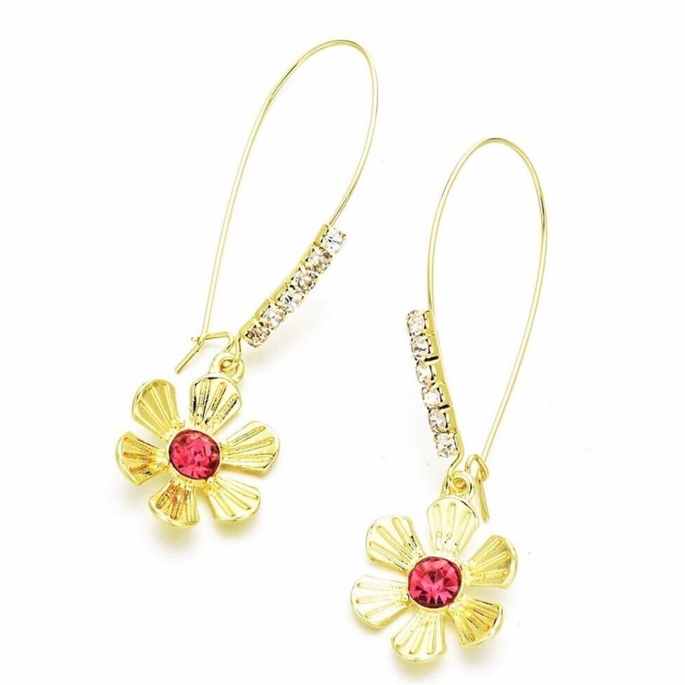 🌺 Betsey Johnson drop dangle flower earrings 🌺 - Picture 3 of 4